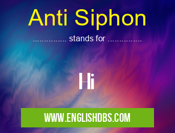 Anti Siphon